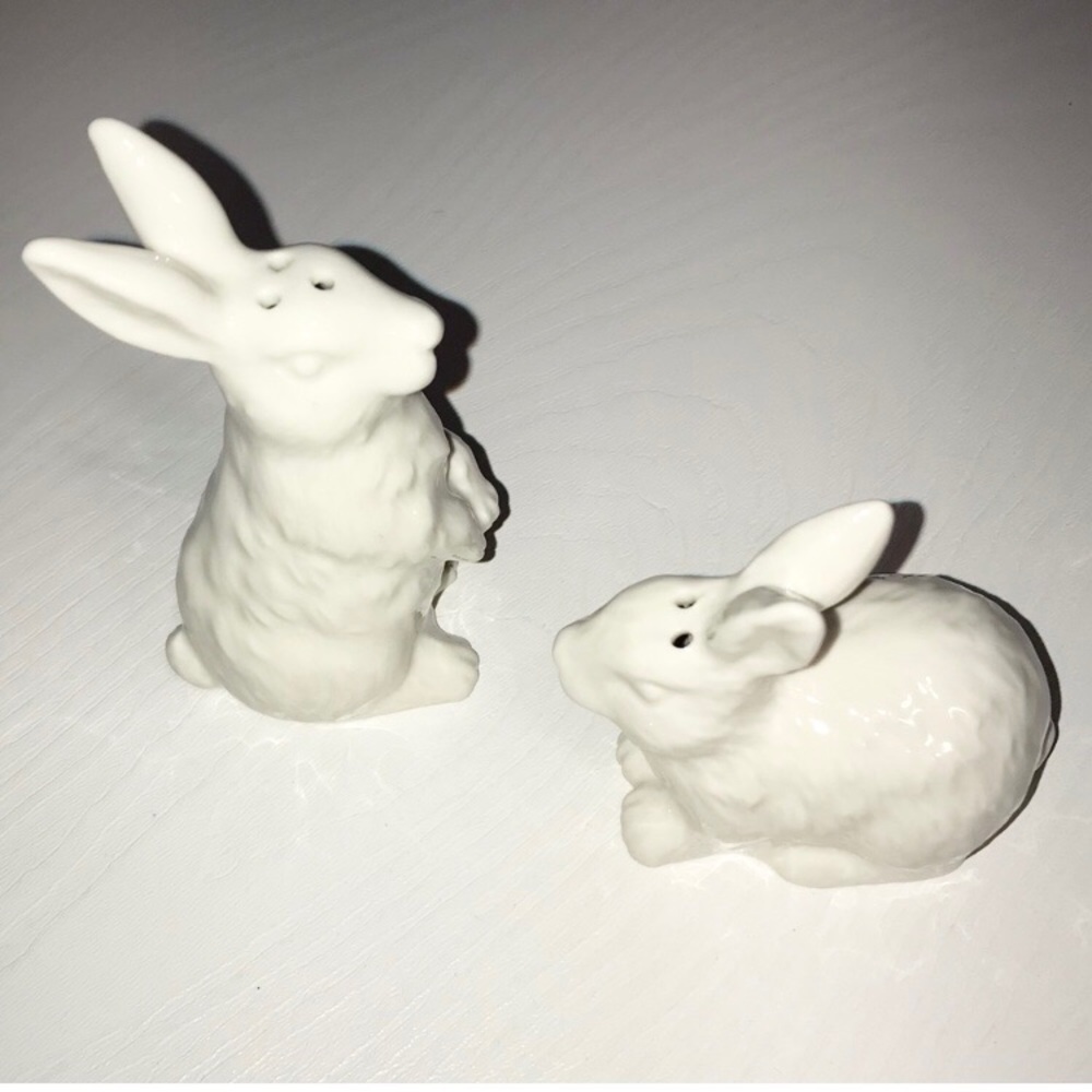 Ceramic Bunny Rabbit Salt and Pepper Shaker Set New in Box